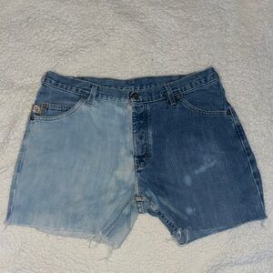 Cut jeans into shorts and bleached them